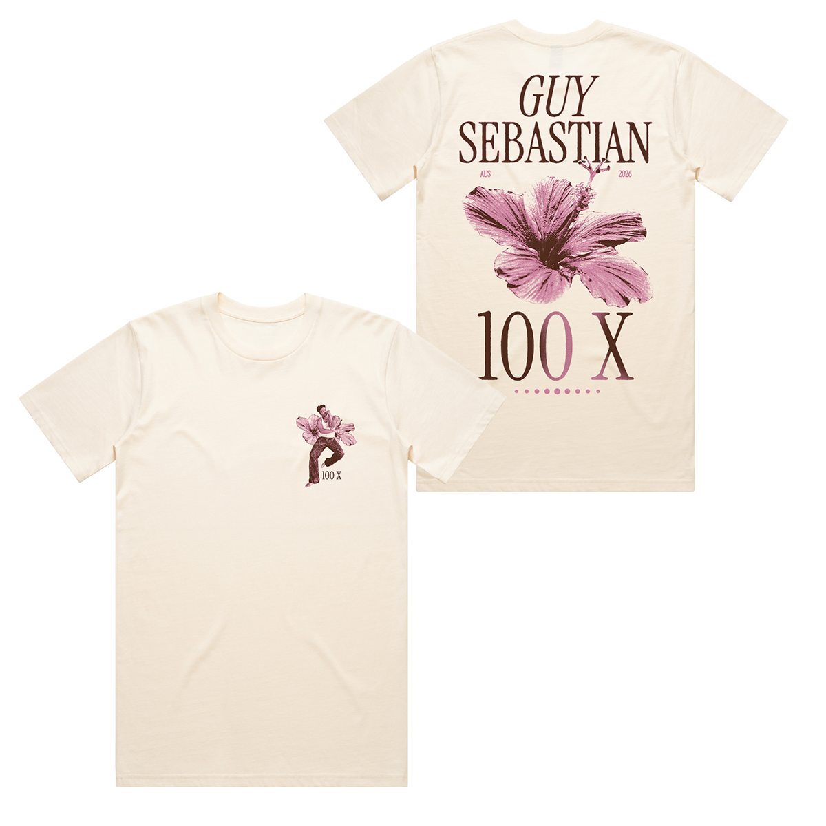 100x Hibiscus Ecru Tee